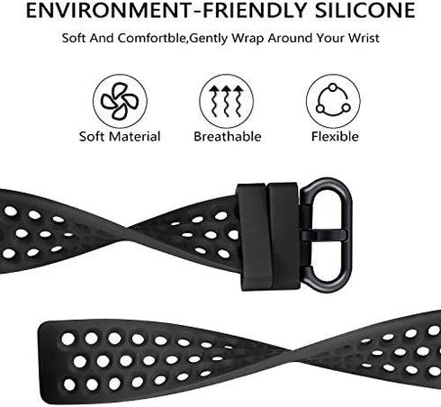 Faychey Sport Bands Compatible with Fitbit Versa 2/Fitbit Versa for Men Women, 4 Pack Breathable Silicone Replacement Straps Compatible with Fitbit Versa/Versa SE Black Blue Gray White Large