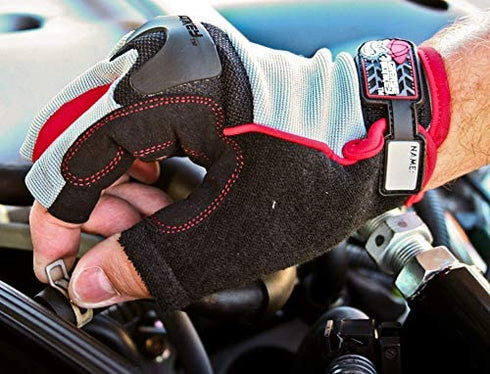 GREASE MONKEY mens Pro Gloves Grease Monkey Fingerless Large, Grey/Black, Large 1 Pair US
