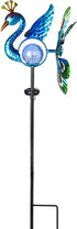 Peacock Wind Spinner Solar Garden Stake Lights - Cracked Glass Ball Waterproof Outdoor Peacock Decor Pathway Lights for Garden Patio Lawn
