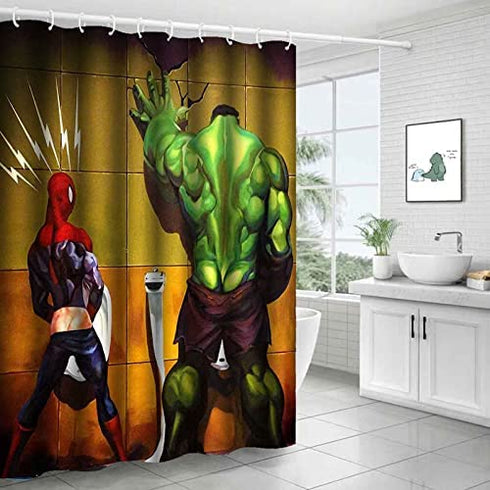 Boys Shower Curtain Funny Hulk Bathroom Dector,Waterproof Polyester Fabric Decorative Bathroom Bath Curtains with 12 White Hooks 60X72In H
