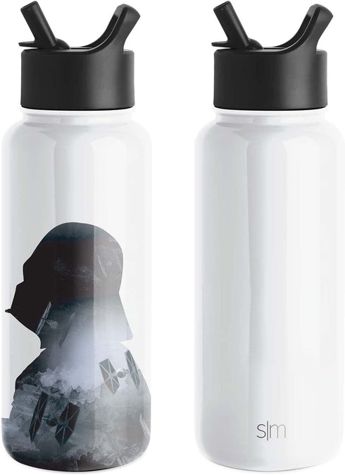 Simple Modern Star Wars Character Water Bottle with Straw Lid Vacuum Insulated Stainless Steel Metal Thermos | Reusable Leak Proof Flask for Gym, Travel, Sports | Summit Collection | 32oz Vader Nation