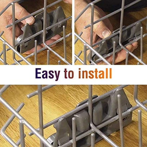 1 YEAR WARRANTY W10195416 W10195416V Dishwasher Wheels Lower Dish Rack Wheel Assembly - Compatible with Kenmore, Kitchenaid, Whirlpool Dishwasher Wheels, Perfect Replace W10195418, W10195416VP 4 PACKS