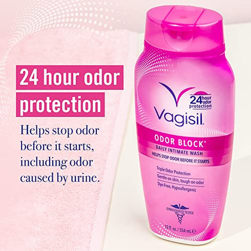 Vagisil Odor Block Daily Intimate Feminine Wash for Women, Gynecologist Tested, 12 Ounce (Packaging May Vary)