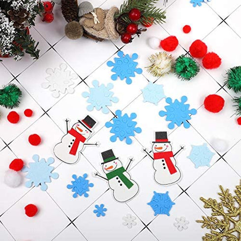 Aneco 800 Pieces Foam Snowflakes Stickers Self-Adhesive Snowman Stickers Decals for Christmas Winter Decoration