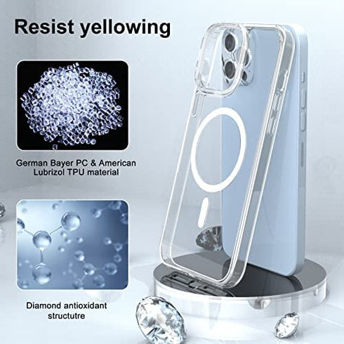 leChivée for iPhone 13 Pro Max Mag Safe Case, Clear Magnetic 13 pro max Case Compatible with MagSafe, Shockproof Full-Body Protection Phone Cover for iPhone 13 pro max 6.7 inch 2021 (Clear)