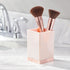 mDesign Square Plastic Bathroom Vanity Countertop Accessory Set - Includes Soap Dispenser Pump, Divided Toothbrush Holder, Tumbler Rinsing Cup, Soap Dish - 4 Pieces - Light Pink/Rose Gold