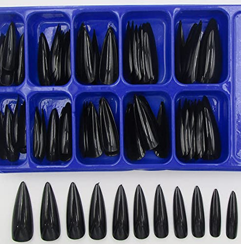 LoveOurHome 400pc Colored Long Stiletto Press on Nails Full Cover Pointy Fake False Nails Artificial Fingernails for Women Girls Acrylic Nail Design Salon Manicure Extension