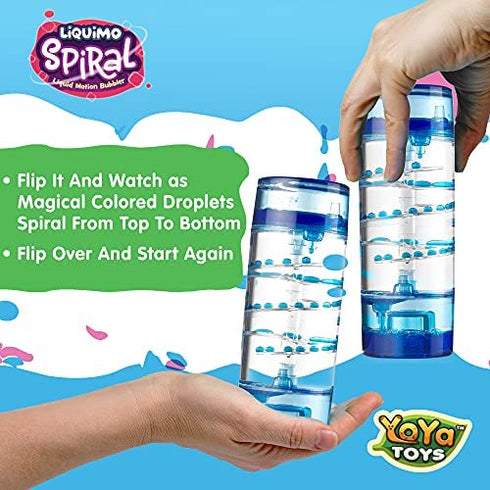 YoYa Toys Liquimo Spiral Liquid Motion Bubbler Timer for Kids - Bubble Drop Hourglass - Fidget Sensory Toys for Autistic Children Activity - Office Desk Top Accessories, Holiday Stocking Stuffers