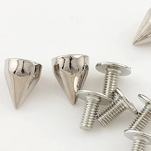 RUBYCA 100 Sets 9MM Silver Color Bullet Cone Spike and Stud Metal Screw Back for DIY Leather-Craft
