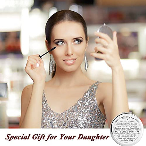 Ueerdand Daughter Gifts from Mom and Dad, Birthday Graduation Gifts for Her, Christmas Holiday Sentimental Present for Women Girls, Rose Gold Purse Pocket Makeup Compact Mirror