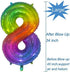 Tellpet Number 8 Balloon, 8th Birthday Girl Party Decorations, Rainbow Front Silver Back, 40 Inch