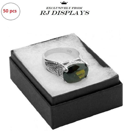 50 Pack Cotton Filled Matte Black Color Jewelry Gift Boxes Jewelry Pendant Earring Necklace Bracelet Box Packaging 2 5/8" x 1 1/2" x 1" (67 x 40 x 25 mm) Size #21-By RJ Displays