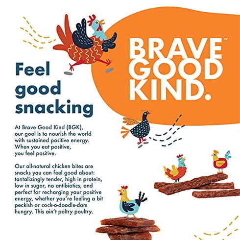 BRAVE GOOD KIND Tender Chicken Bites, Gluten-Free, Soy-Free, High-Protein Keto Meat Snacks, All-Natural Low-Sugar Jerky with No MSG and No Nitrates, Kid-Friendly Snack, Hot Honey Flavor , 2.5 Ounce (Pack of 1)