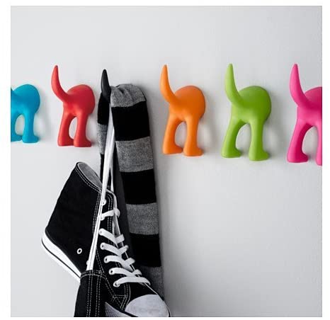 Ikea Set of 3 Dog Tail Hooks Hat Coat Key Wall Mounted Hanger (Black)