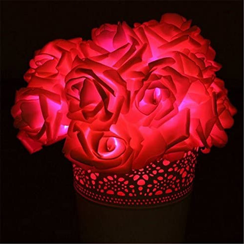 FULLBELL Fairy String Lights Red Rose Flower Lights 20 LED Battery Operated Indoor String Lights Romantic Gift for Date Wedding Valentine's Day Dreamlike Party Bedroom Girl Girlfriend Women (Red)