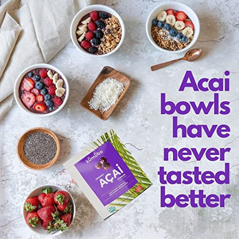KUMUBA Organic Acai Powder, 4 Oz - Freeze-Dried | Antioxidants | Omega Fats | Superfood | gluten free | KUMUBA | Plant based | Sustainable agriculture | Berries | Smoothie | Acai Berry Plant