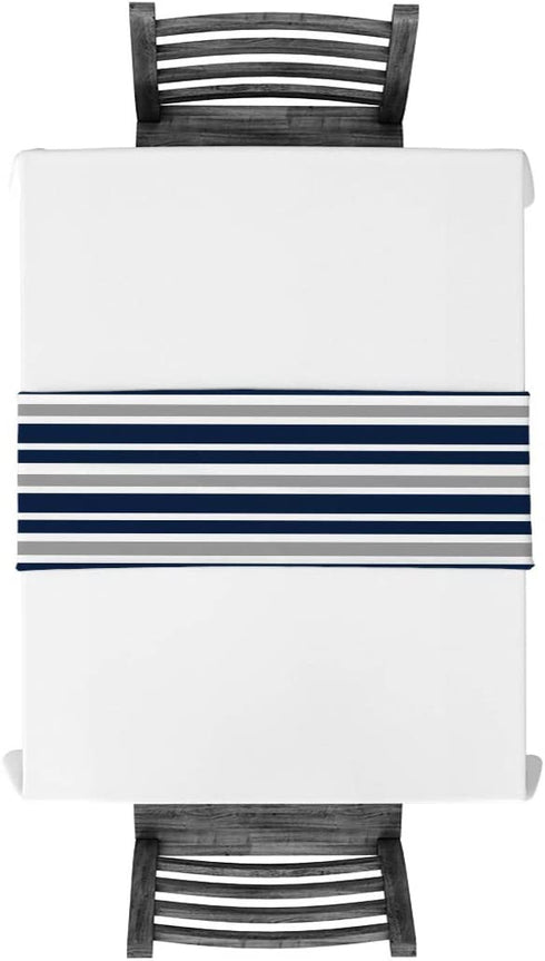 Stripe Table Runner-Navy Blue Gray White Cotton linen-Long 108 inche Dresser Scarves,Farmhouse Tablerunner for Kitchen Coffee/Dining/Sofa Table Bedroom Home Living Room,Scarf Decor for Holiday Dinner