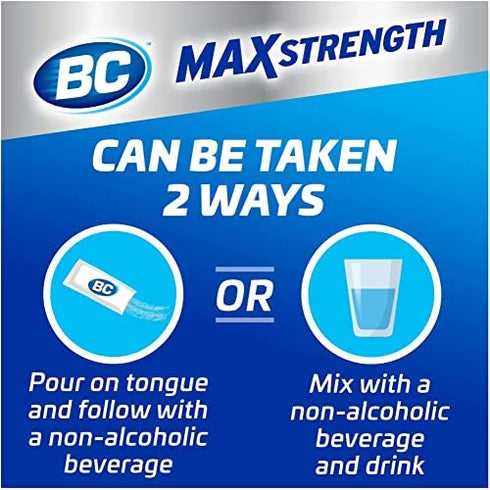 BC Max Strength Fast Pain Relief Powder, Lemonade Flavor Dissolve Packs, 4 Individual Packets, 6 Pack