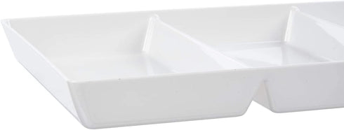 Avant 15" x 10" Plastic 3-Section Serving Tray | Set of 3 White