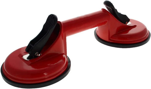 Utoolmart Vacuum Suction Cup Glass Lifter for Glass/Tiles,Dent Remover Gripper Aluminum Sucker Plate, Double Handle Locking Red