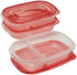 Rubbermaid TakeAlongs Divided Rectangular Food Storage Containers, 3.7 Cup, Tint Chili, 3 Count