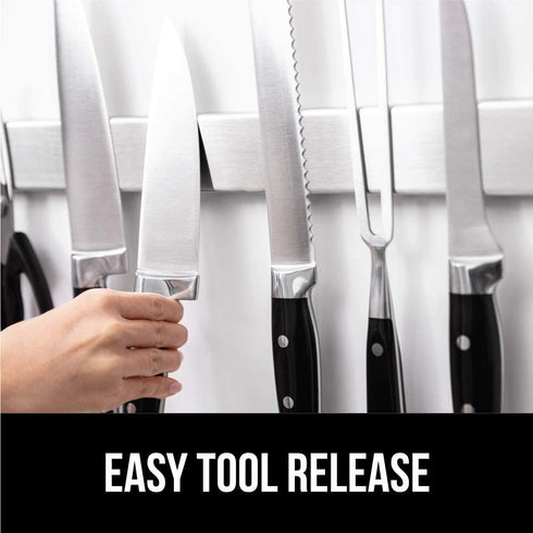 Gorilla Grip Premium Magnetic Knife Strip, 16 Inch Bar, Rust Resistant Stainless Steel, Organize, Store Knives on Magnet Bar Securely, Easy Install Wall Mounted Holder, Kitchen and Workspace Versatile