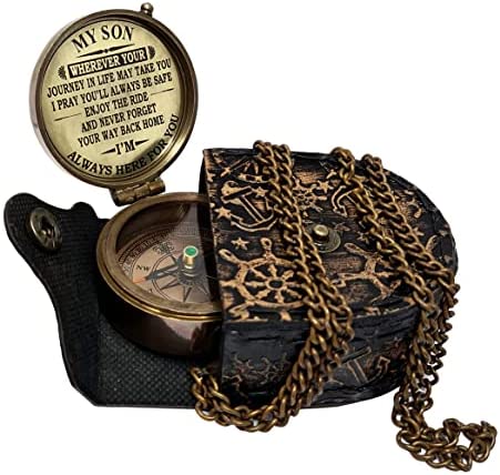 The New Antique Store - Compass with Case/Gift for Son/to My Son Gifts/Mom to Son Gift (to My Son)