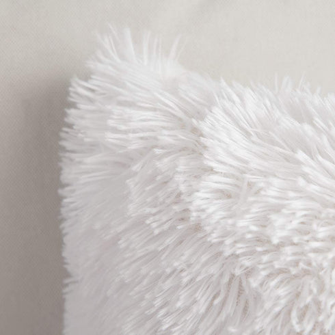 MIULEE Pack of Decoration 2 Luxury Faux Fur Throw Pillow Cover Deluxe Decorative Plush Pillow Case Cushion Cover Shell for Sofa Bedroom Car 20 x 20 Inch White
