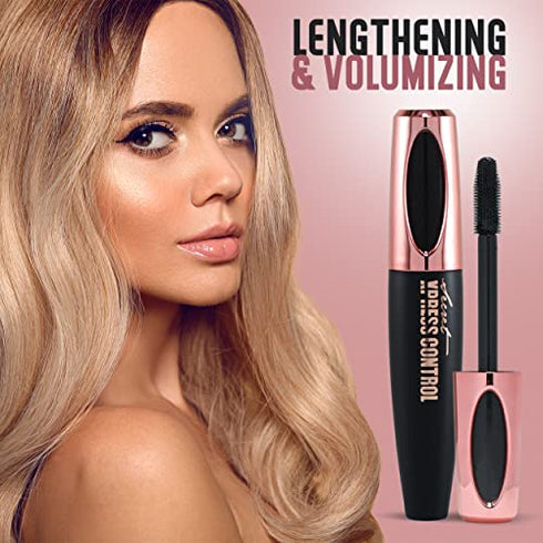 Secret Xpress Control 4D Silk Fiber Lash Mascara, Lengthening and Thick, Volume, Long Lasting, Waterproof & Smudge-Proof, All Day Full, Long, Thick, Smudge-Proof Eyelashes