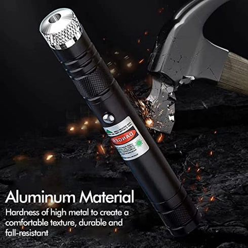 Cyahvtl Green Laser Pointer, 2000 Metres Long Range High Power Handheld Flashlight, Rechargeable Laser Pointer for USB, with Star Cap Adjustable Focus Suitable for Projecto