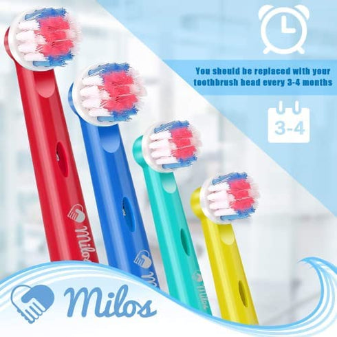 Milos Electric Toothbrush Replacement Heads for Kids Oral B Compatible Pack of 8, Extra Soft Bristles, Fits for Electric Braun brush heads, refill for Vitality Precision Sensitive White, Clean Triumph