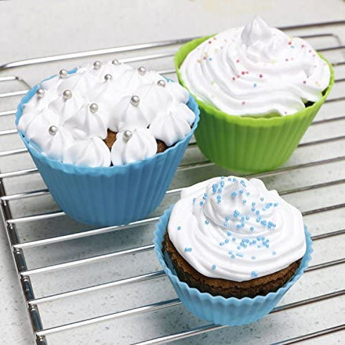 Webake Jumbo Silicone Muffin Cups, 3.5 Inch Jumbo Silicone Baking Cups Reusable Cupcake Liners Nonstick Large Cake Cups Set Stand Alone Cupcake Holder, 12 Pack Auto Cup Holder Liner