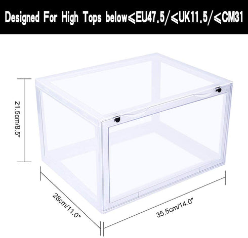 K.T.Z Shoe Boxes,Clear Plastic Shoe Box Magnetic Side Open Stackable Shoe Box ( D Style Transparent, 1 PCS)