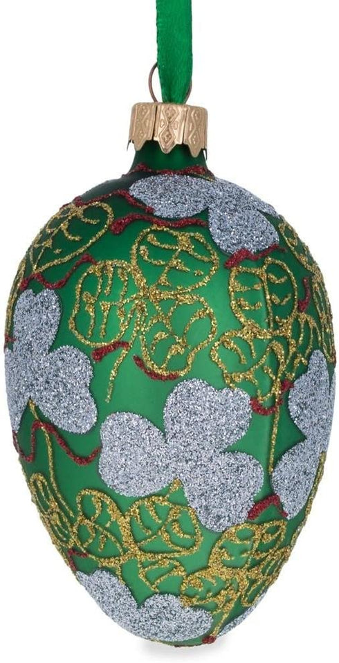 BestPysanky 1902 Clover Leaf Royal Egg Glass Christmas Ornament