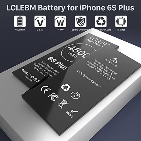 LCLEBM Battery for iPhone 6S Plus, New 0 Cycle Higher Capacity Li-Polymer Battery Replacement for iPhone 6S Plus Model A1634, A1687, A1699 with Complete Repair Tools Kits