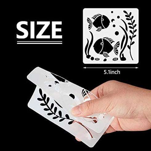 20 Pieces Mermaid Sea Ocean Creatures Stencils Sea Painting Templates Reusable Sea Animal Painting Stencils for DIY Crafts Scrabooking Painting on Wood (13 x 13 cm/ 5.1 x 5.1 Inch)