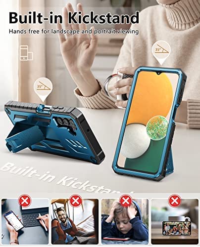 for Samsung Galaxy A13 5G Case: TPU Soft Shock Proof Protection | Matte Textured Design Shell - Heavy Duty Military Grade Rugged Cell Phone Protective Cover with Kickstand for A13 5G (Blue) (NOT 4G)