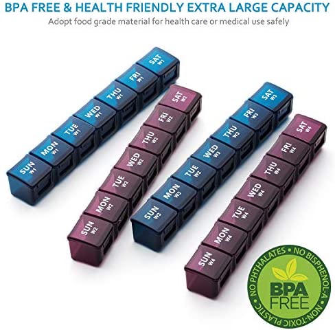 XL Monthly Pill Organizer 1 Time a Day, 28 Day Pill Box Once a Day, 4 Week Pill Case Large Compartments, Yaklim Weekly Vitamin Organizer Extra Large, Medicine Container for Daily Pill Keeper