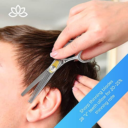 Equinox Professional Hair Cutting Scissors Set - Hair Cutting & Thinning/Texturizing Shears Set - 6.5” Overall Length - Razor Edge Barber Scissors for Men & Women - Premium Shears For Salon & Home Use