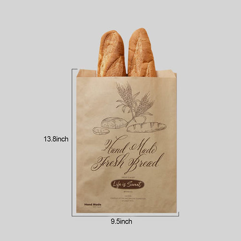 50 Pack 13.8 X 9.5 Inch Kraft Paper Bread Bags for Homemade Bread, Large Paper Bakery Bags for Bread Loaves, Eco Friendly Bread Packaging Storage Loaf Bags for Home Kitchen Bakery.