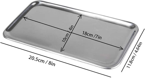 IMEEA Small Vanity Tray Rectangle Satinless Steel Little Jewelry Tray Bathroom Tray Storage Organizer Makeup Cosmetic Organizer Trays, 8 x 4.6 inch
