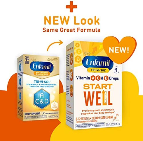 Enfamil Prenatals & Baby Vitamins Tri-Vi-Sol Vitamin A, C & D Multi-Vitamin Drops for Infants, Supports Growth & Immune Health, 50 mL Dropper Bottle,1.69 Fl Oz (Pack of 1),MJ-030