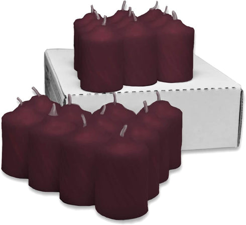 Burgundy Mulberry Scented Votive Candles - 15 Hour Long Burn Time - Textured Finish - Box of 20