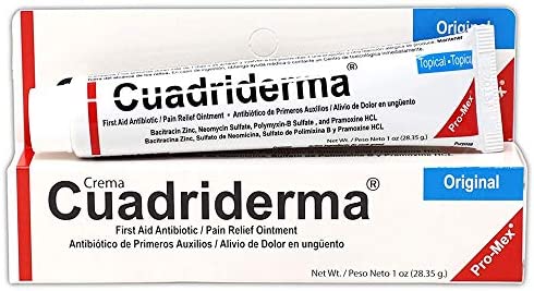 Cuadriderma Original, First Aid Antibiotic, Minor Cuts and Burns Protection Ointment, 1 Oz, Tube.