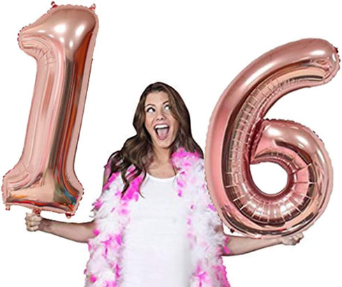 Sllyfo Sweet 16 Party Supplies 16th Birthday Decorations Kit - 16th Birthday Gifts for Girls,16th Cake Topper|Banner|sash|Rose Gold Curtain Backdrop Props|Confetti Balloons|Champagne Balloon. (16)