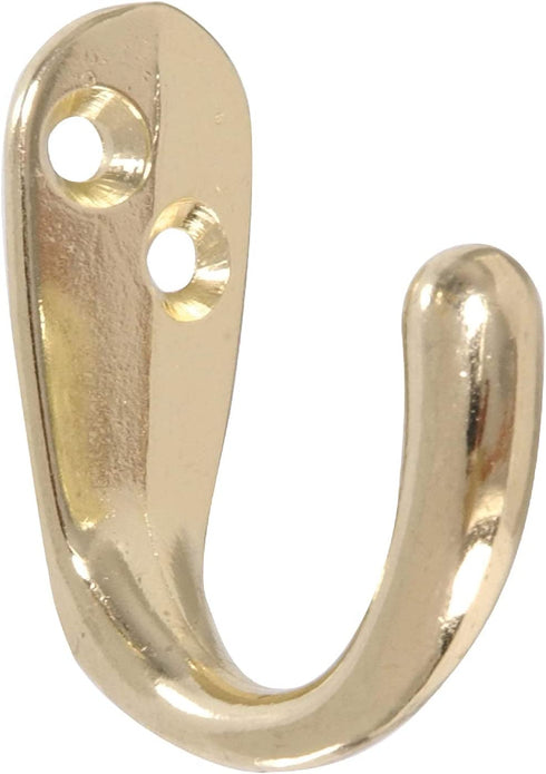 Single Prong Hook 12 Pack Brass with Screws for Towel Scarf Robe | HOWTOOL