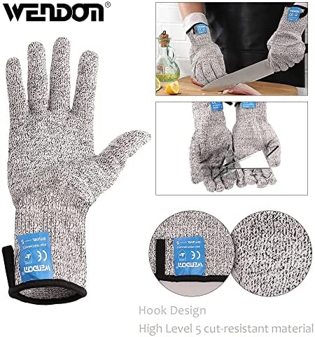 WENDOM Oyster Knife Shucker Set Oyster Shucking Knife and Gloves Cut Resistant Level 5 Protection Seafood Opener Kit Tools Gift(2knifes+1Glove+1Cloth)