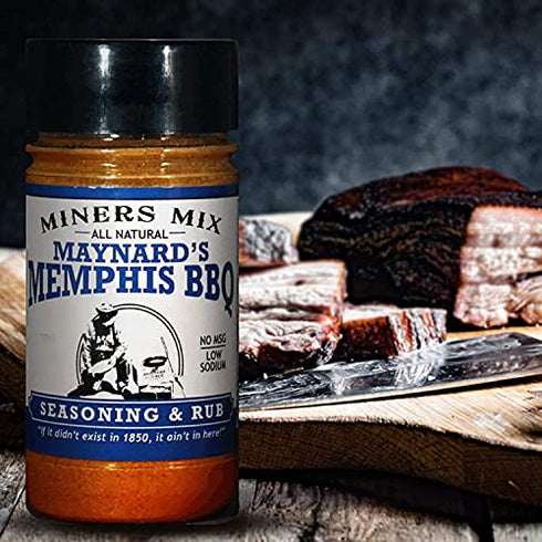 Miners Mix Maynards Memphis Championship BBQ DRY Rub – Big Bold Flavor For Low N Slow Smoking Spare Ribs, Baby Backs, Butts, Pulled Pork, Brisket and Beef - No MSG, Low Salt (5.7 Ounce - Pack of 1)