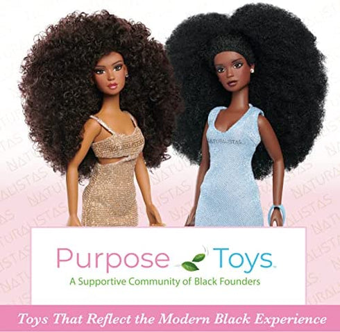Naturalistas 11.5-inch Fashion Doll and Accessories Dayna, Curly 3C Textured Hair, Medium Brown Skin Tone, Designed and Developed by Purpose Toys