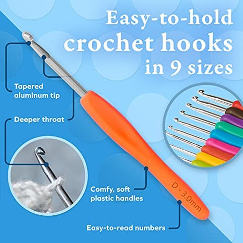 BeCraftee Crochet Hooks Kit - 31 Piece Set with 9 Ergonomic Hook Sizes, 6 Yarn Needles, Additional Knitting & Crochet Supplies and Carrying Case?